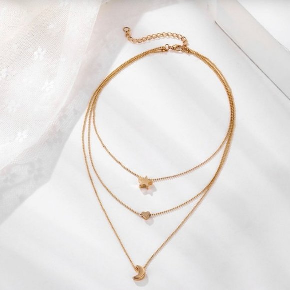 Vintage Multilayer Bohemian Star Moon Love Collar - Picture 3 of 8